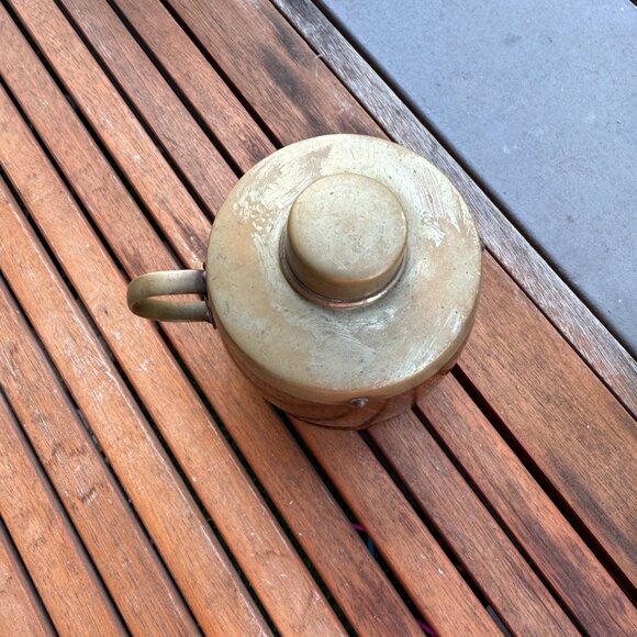 Antique Wooden & Brass Coffee Canister With Lid - Picture 5 of 7